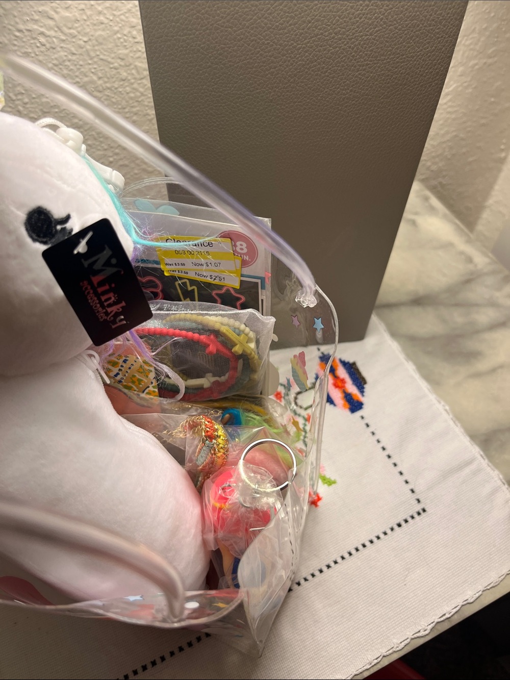 Hello Kitty Clear Vinyl Tote Bag with Assorted Colorful Accessories!